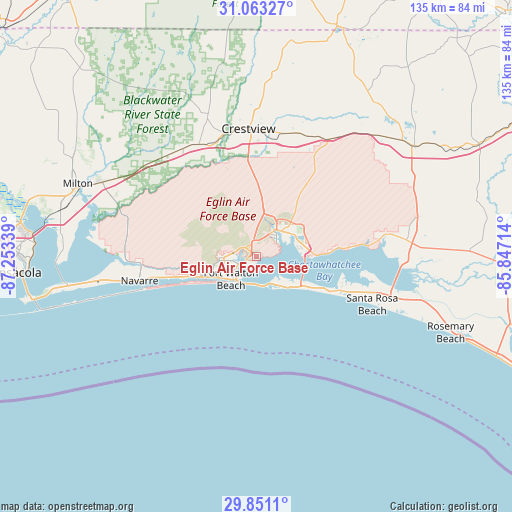 Eglin Air Force Base on map