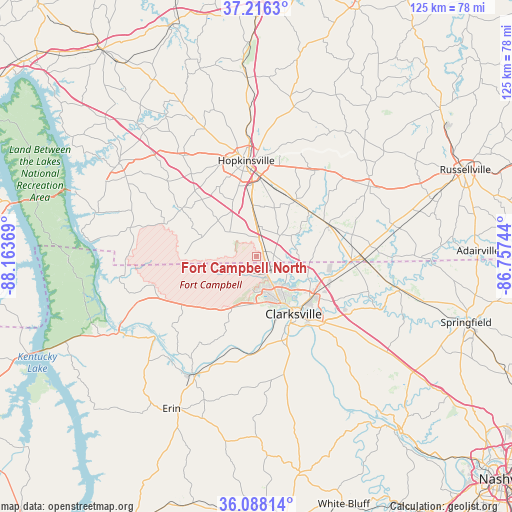 Fort Campbell North on map