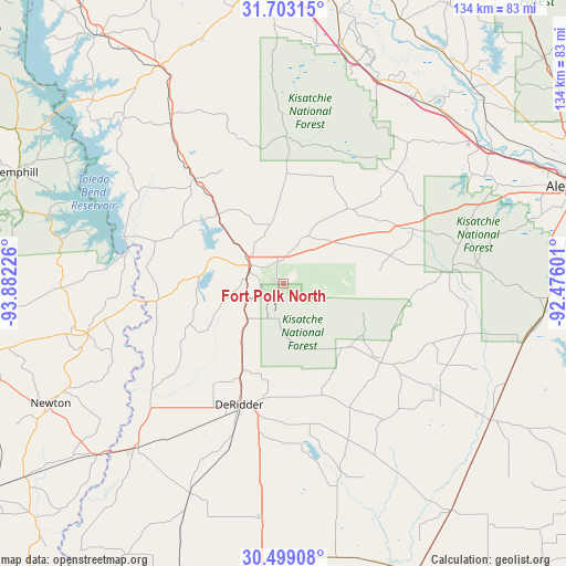 Fort Polk North on map
