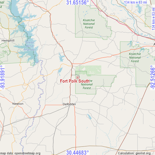 Fort Polk South on map