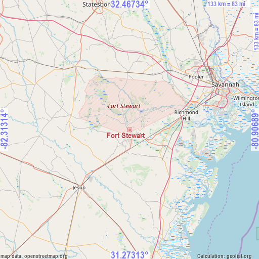 Fort Stewart on map