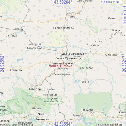 Veliko Tŭrnovo on map