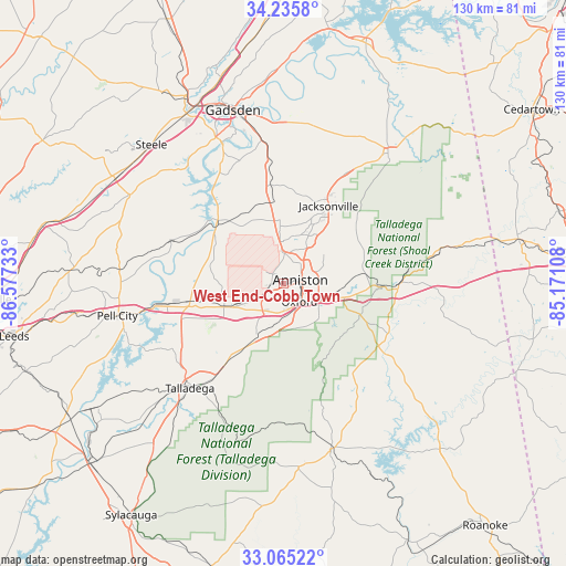 West End-Cobb Town on map