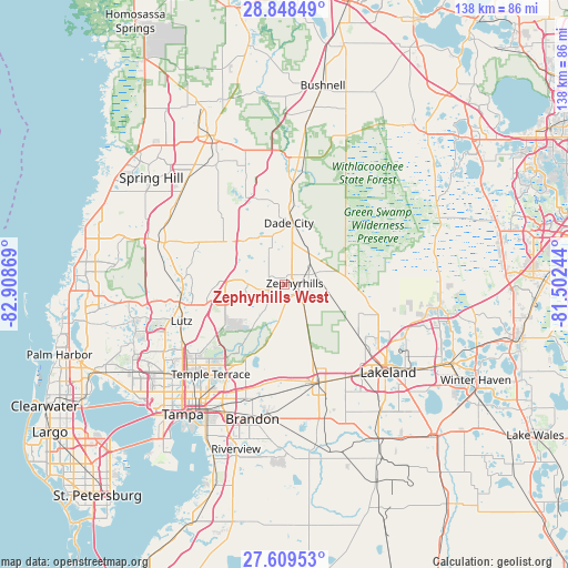 Zephyrhills West on map