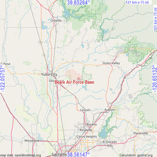 Beale Air Force Base on map