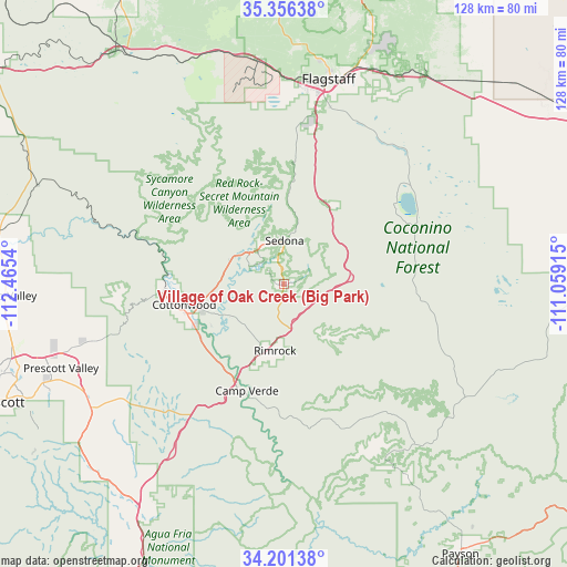 Village of Oak Creek (Big Park) on map