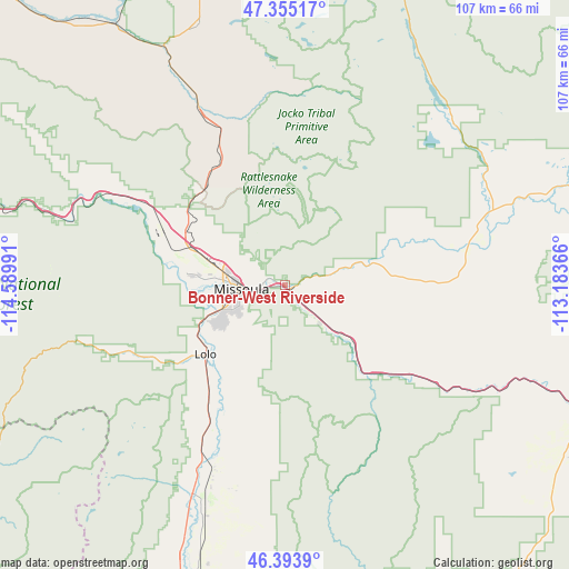 Bonner-West Riverside on map