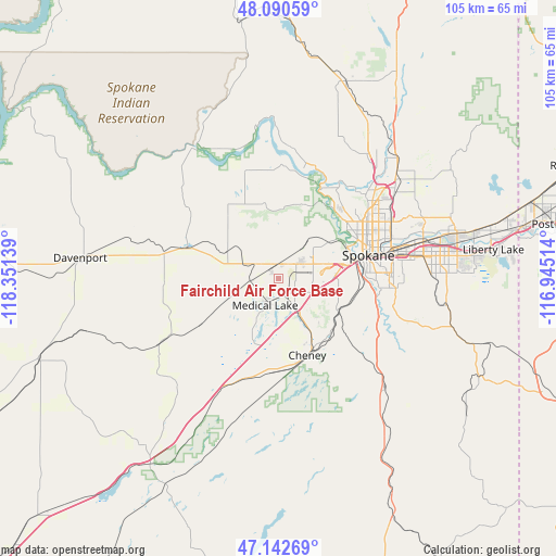 Fairchild Air Force Base on map