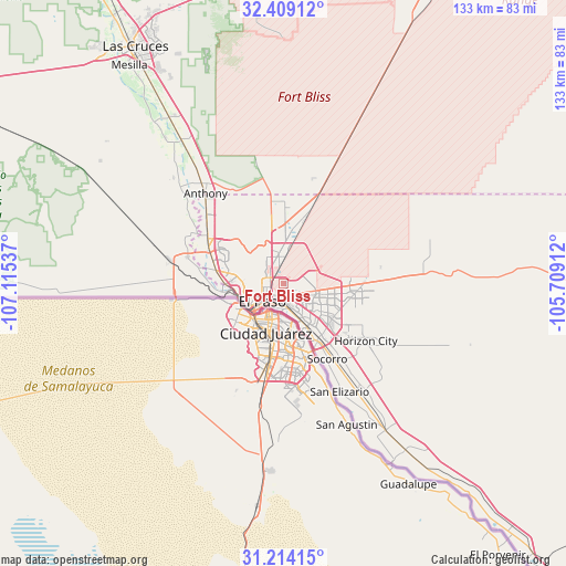 Fort Bliss on map