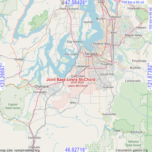 Joint Base Lewis McChord on map