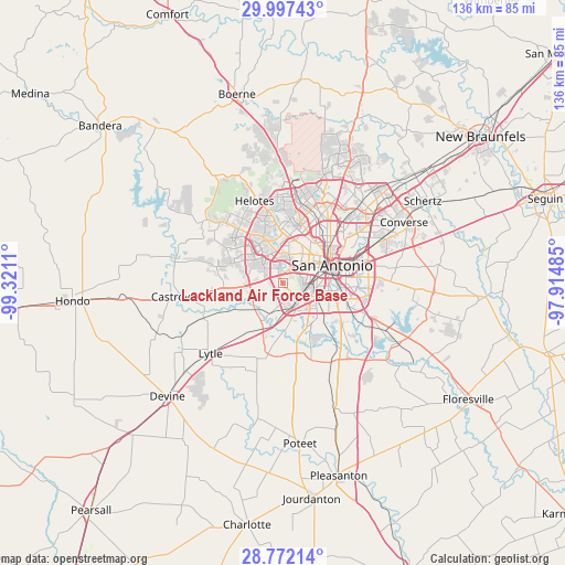 Lackland Air Force Base on map