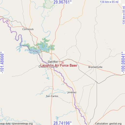 Laughlin Air Force Base on map