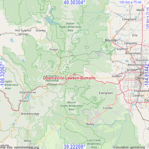 Downieville-Lawson-Dumont on map