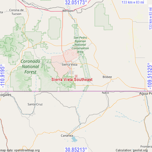 Sierra Vista Southeast on map