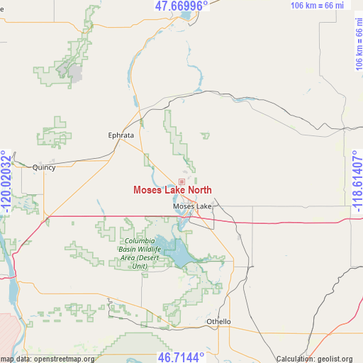 Moses Lake North on map