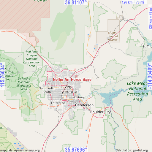 Nellis Air Force Base on map