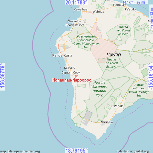 Honaunau-Napoopoo on map