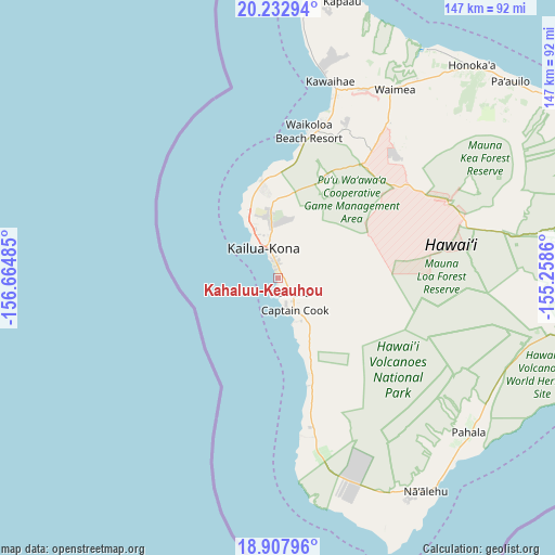 Kahaluu-Keauhou on map