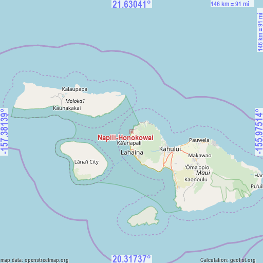 Napili-Honokowai on map