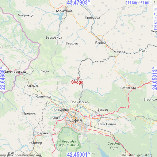 Svoge on map