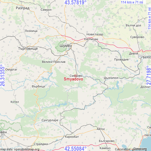 Smyadovo on map