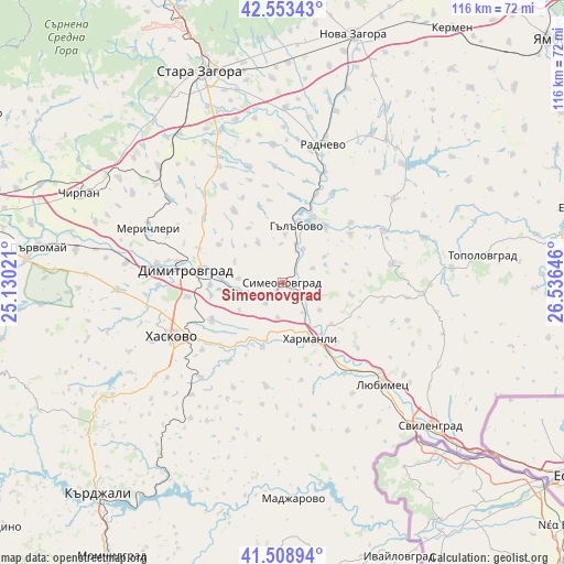 Simeonovgrad on map