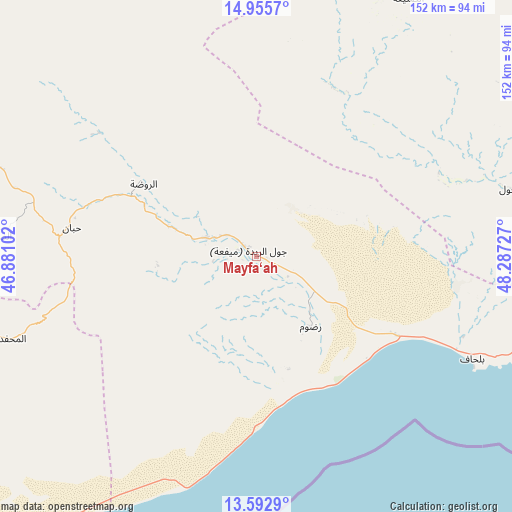Mayfa‘ah on map