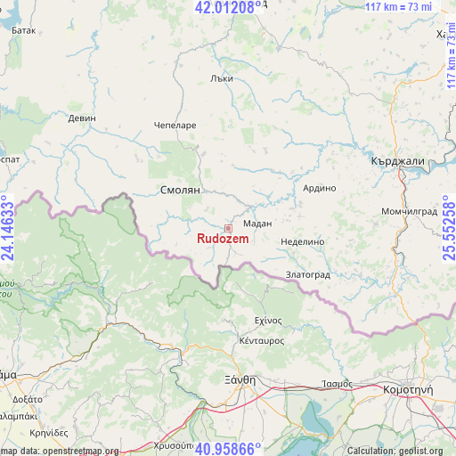 Rudozem on map