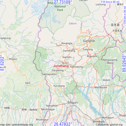 Jorethang on map