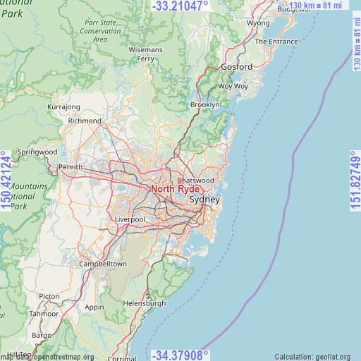 North Ryde on map