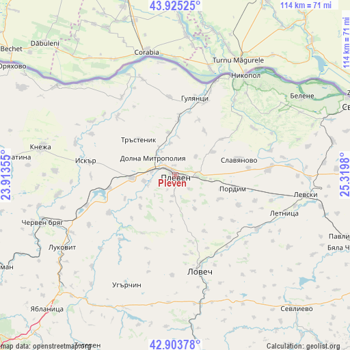 Pleven on map