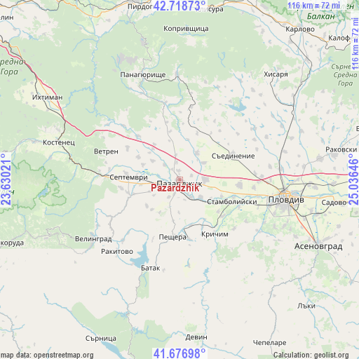 Pazardzhik on map