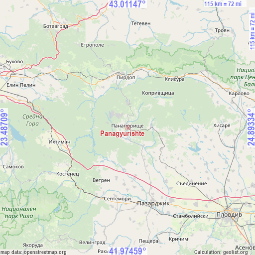 Panagyurishte on map