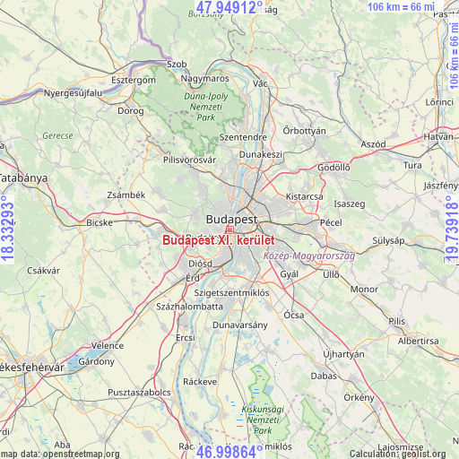 Budapest XI. kerület on map