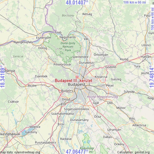 Budapest III. kerület on map