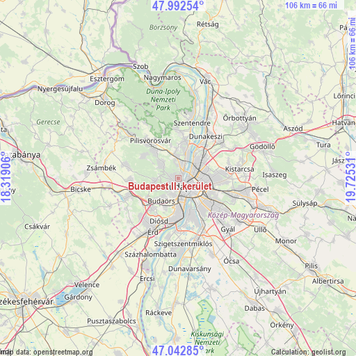 Budapest II. kerület on map