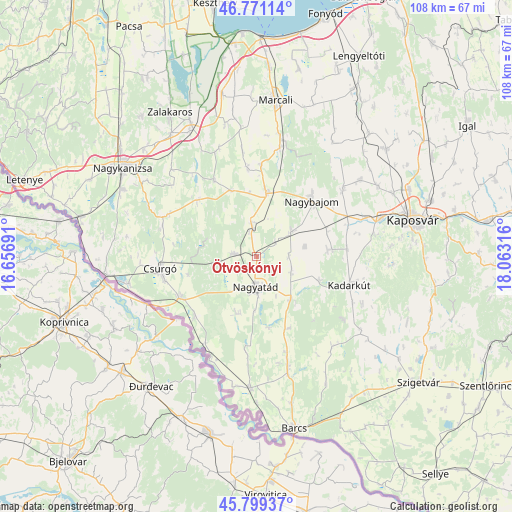 Ötvöskónyi on map