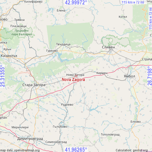 Nova Zagora on map