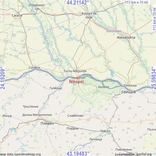 Nikopol on map