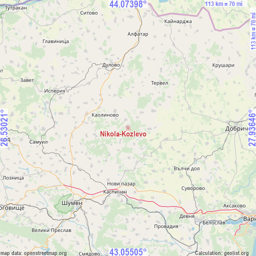 Nikola-Kozlevo on map