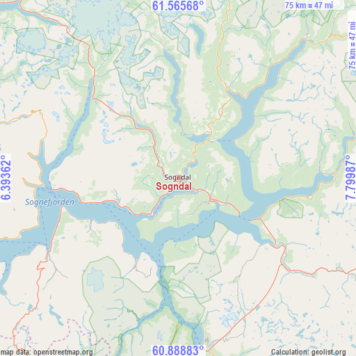 Sogndal on map