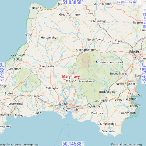 Mary Tavy on map