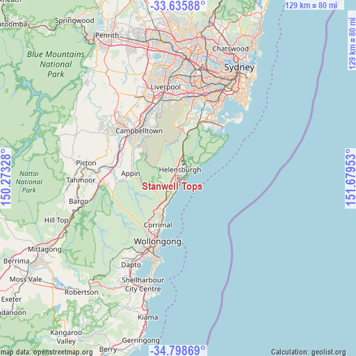 Stanwell Tops on map