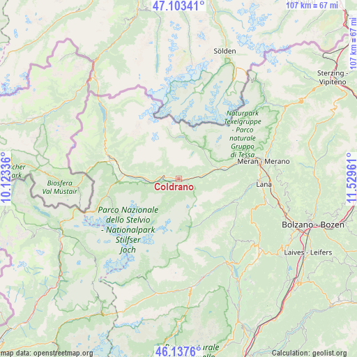 Coldrano on map