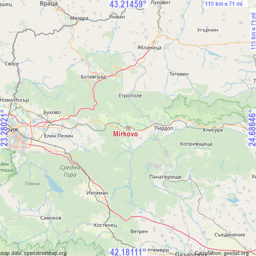 Mirkovo on map
