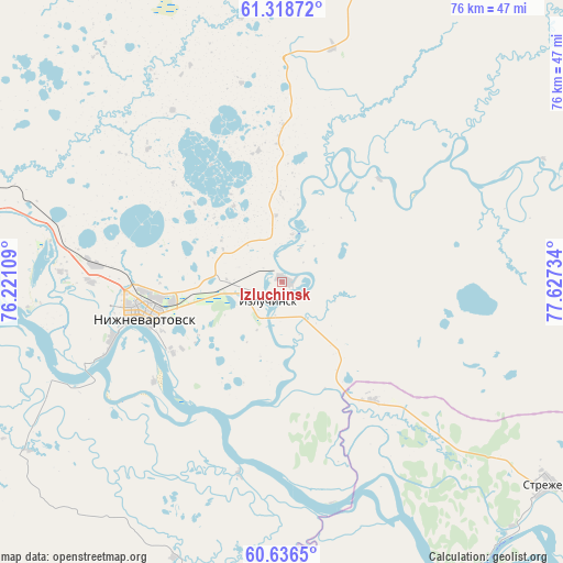 Izluchinsk on map