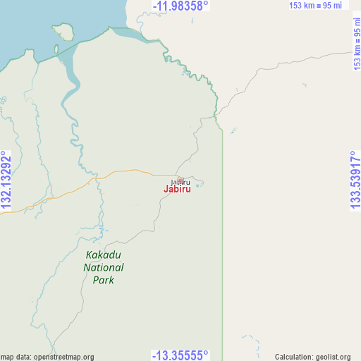 Jabiru on map
