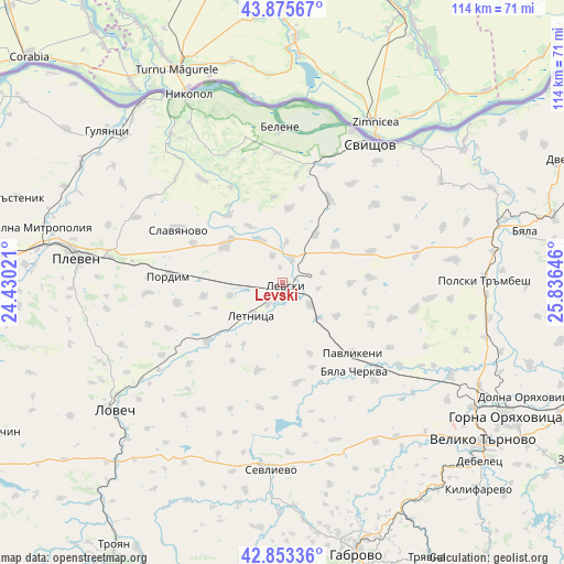 Levski on map
