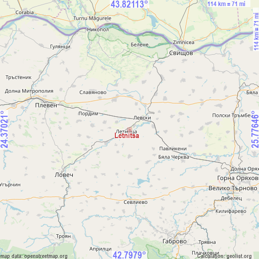 Letnitsa on map