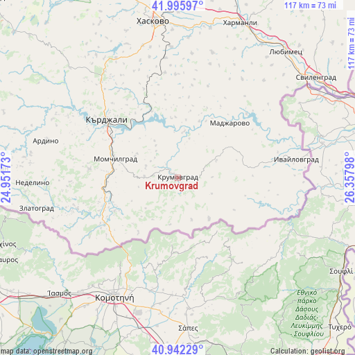 Krumovgrad on map
